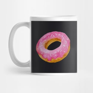 Watercolor donut - pink on black background Mug